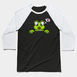 Frog Cartoon With Loving Face Expression Baseball T-Shirt